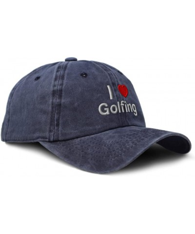 Custom Soft Washed Baseball Cap I (Love) Golfing Red Heart Hobbies Lovers Cotton Navy Design Only $14.78 Baseball Caps