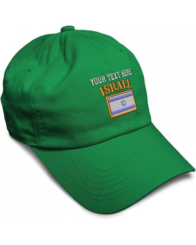 Soft Baseball Cap Israel Flag Embroidery Flags World Cup Soccer Cotton Embroidered Dad Hats for Men & Women Kelly Green Perso...