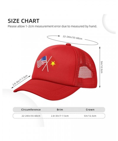 American and Vietnam Flag Baseball Cap Canvas Mesh-Back Cap Red $18.79 Baseball Caps