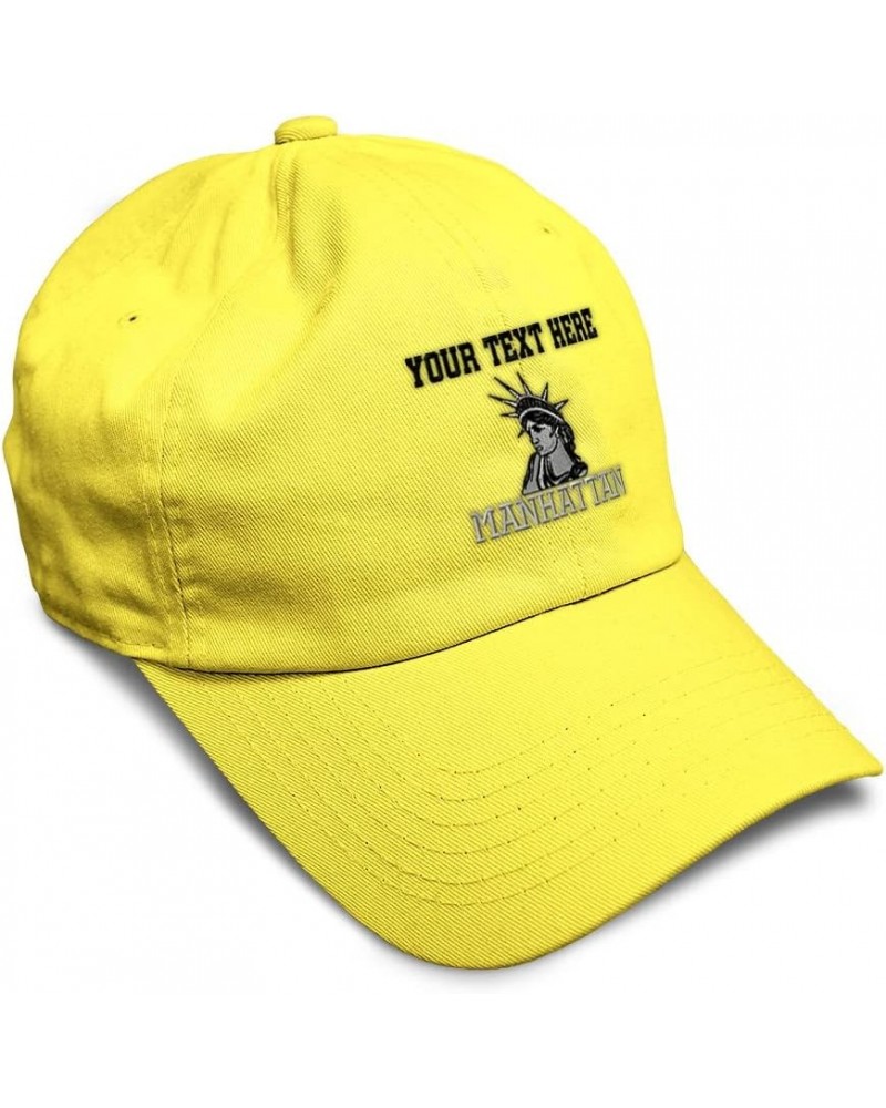 Soft Baseball Cap Statue Liberty Ny Manhattan A Embroidery United States Cotton Dad Hats for Men & Women Yellow Personalized ...