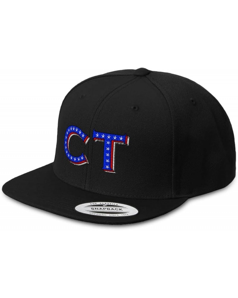 Snapback Hats for Men & Women Connecticut Blue Flag Stars Flat Bill Baseball Cap Black Design Only $17.84 Baseball Caps