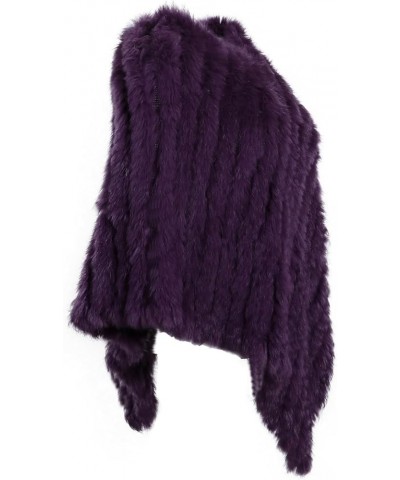 Women's Genuine Natural Rabbit Fur Knitted Pullover Poncho Lady Luxury Shawl Wedding Party Cape Wraps Purple $23.77 Scarves