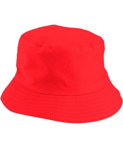 Ladies Head Wrap Unisex Double Side Wear Reversible Bucket Hat Trendy Cotton Twill Canvas Sun Fishing Hat Red $7.54 Bucket Hats