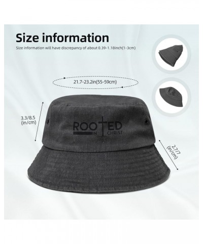 Rooted in Christ Denim Cowboy Hat Packable Cotton Bucket Sun Hat for Women Men Summer Outdoor Fisherman Cap Black $10.34 Buck...