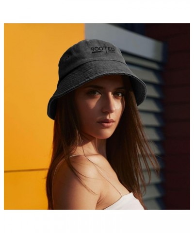 Rooted in Christ Denim Cowboy Hat Packable Cotton Bucket Sun Hat for Women Men Summer Outdoor Fisherman Cap Black $10.34 Buck...