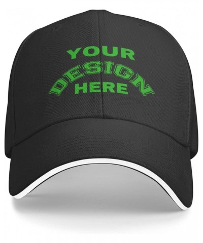 Custom Cap Add Your Design,Custom Text Caps,Add Your Own Text and Design,Classic Mens Womens Personalized Baseball Cap Black-...