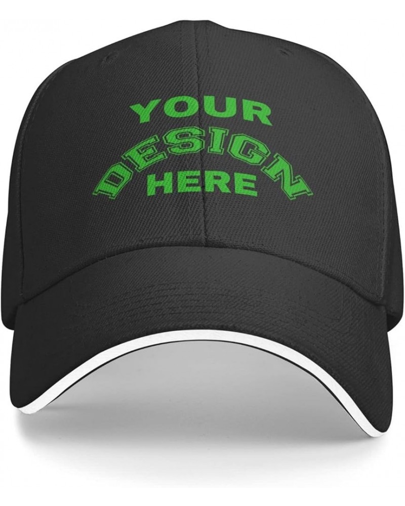 Custom Cap Add Your Design,Custom Text Caps,Add Your Own Text and Design,Classic Mens Womens Personalized Baseball Cap Black-...