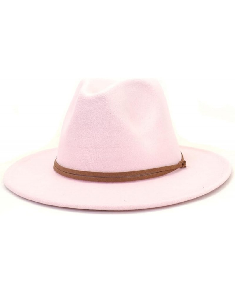 Fedora Hats Women Men Wide Brim Church Top Hat Artificial Woolf Elted Jazz Cap Panama Hat Pink $15.83 Fedoras