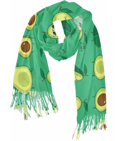 Cute Funny Avocado Women Wrap Pashmina Shawl, Summer Green Fruits Winter Warm Long Scarf with Tassels for Evening Dress & Wed...