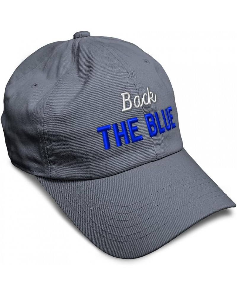 Soft Baseball Cap Back The Blue Cotton Dad Hats for Men & Women Dark Grey $14.55 Baseball Caps