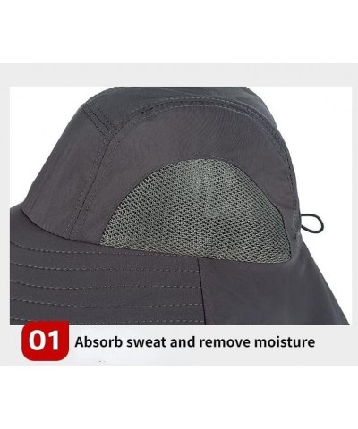 Men's Wide Brimmed Neck Protection Fishing Sunshade Hat Men's Summer UV Resistant Fisherman Sun Hat 03 Khaki $12.30 Sun Hats