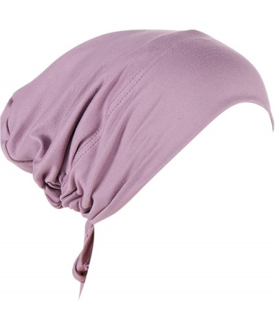 Women Turban Non-Slip Hijab Undercap Tie Back Hijab Cap Stretchy Comfortable Head Covering Scarf D $6.60 Skullies & Beanies