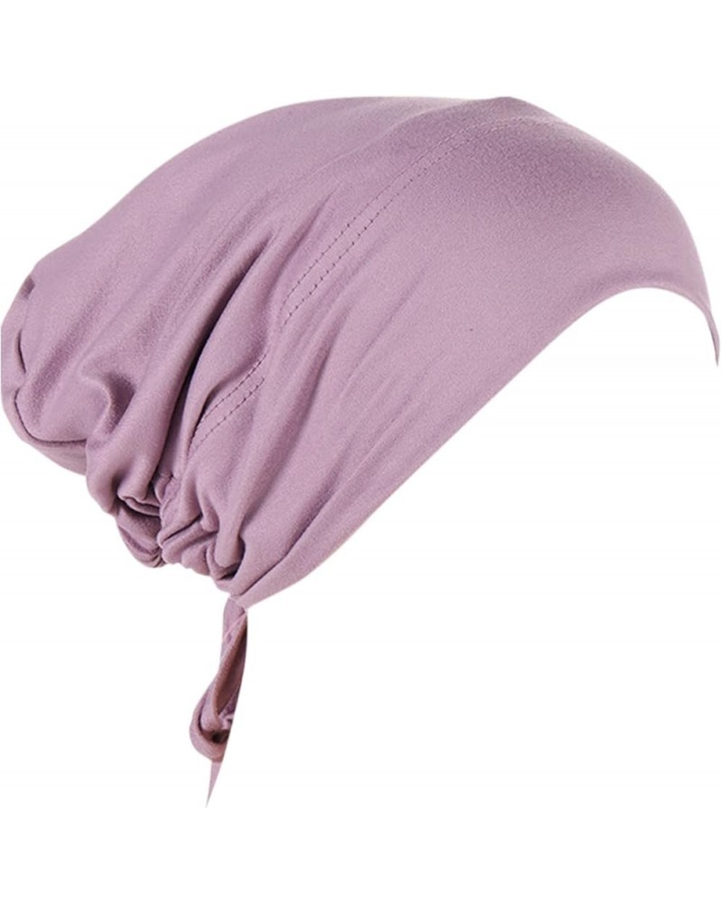 Women Turban Non-Slip Hijab Undercap Tie Back Hijab Cap Stretchy Comfortable Head Covering Scarf D $6.60 Skullies & Beanies