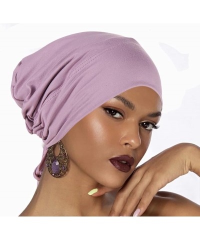 Women Turban Non-Slip Hijab Undercap Tie Back Hijab Cap Stretchy Comfortable Head Covering Scarf D $6.60 Skullies & Beanies