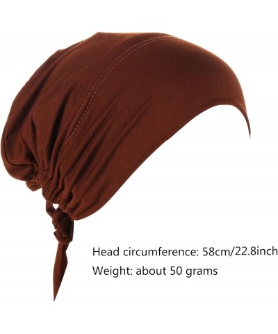 Women Turban Non-Slip Hijab Undercap Tie Back Hijab Cap Stretchy Comfortable Head Covering Scarf D $6.60 Skullies & Beanies