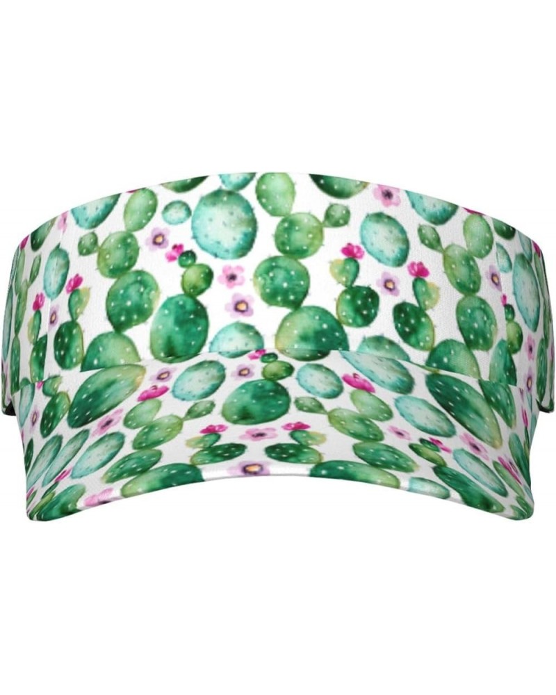 Colorful Sparkling Ladies Visor Hat Golf Visor Sport Sun Visor Hats for Women and Men Cactus Plants $12.38 Visors