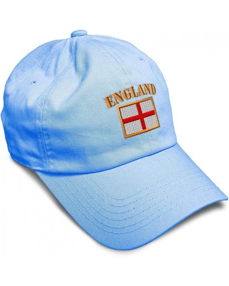 Soft Baseball Cap England Flag Embroidery Flags World Cup Soccer Cotton Embroidered Dad Hats for Men & Women Light Blue Desig...