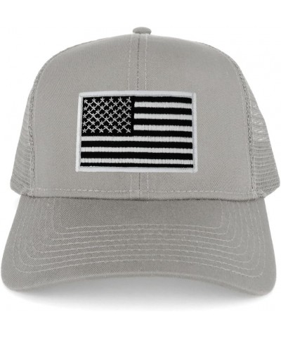 USA American Flag Embroidered Patch Snapback Mesh Trucker Cap - Grey Black White Patch $12.50 Baseball Caps