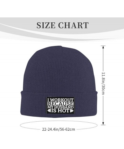 I Workout Because My Husband is Hot Beanie for Men Women, Winter Hats Warm Classic Daily Skull Caps Navy Blue $12.42 Skullies...