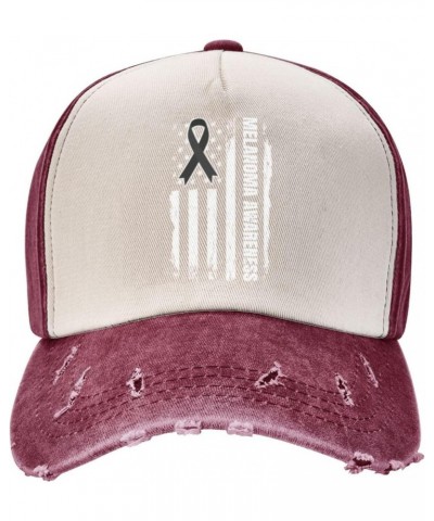 US Flag Black Ribbon Skin Cancer Melanoma Awareness Upgrade Your Style with Funny Adjustable Cotton Baseball Caps for Men and...