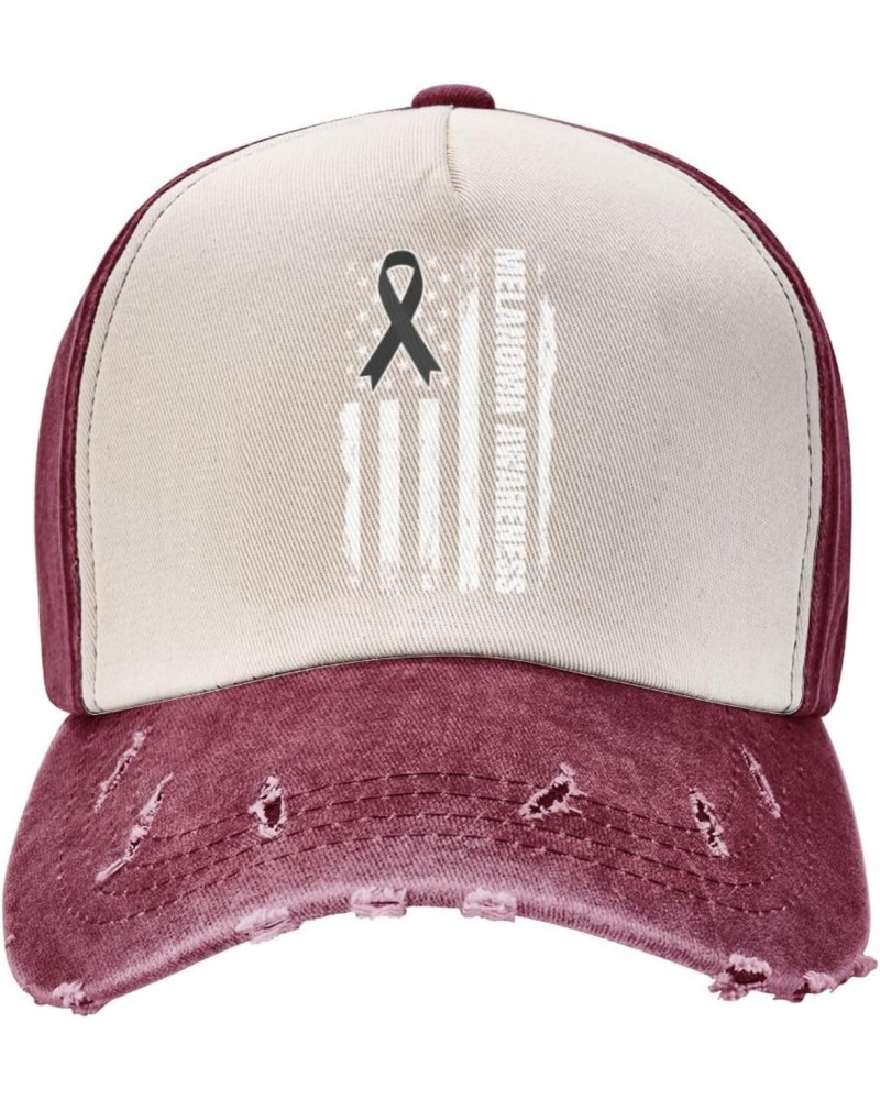 US Flag Black Ribbon Skin Cancer Melanoma Awareness Upgrade Your Style with Funny Adjustable Cotton Baseball Caps for Men and...