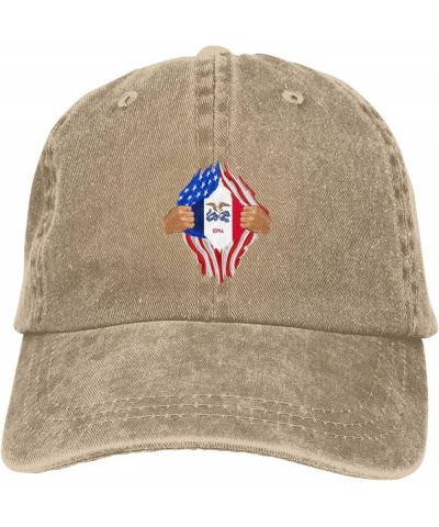 Hand Tear Flag of Iowa Baseball Cap for Men Women Hats Adjustable Vintage Cowboy Hat Sun Hat Natural $13.94 Cowboy Hats