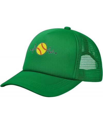 Heartbeat Softball Mesh Cap Trucker Hat for Men Women, Adjustable Baseball Cap Green $9.53 Baseball Caps