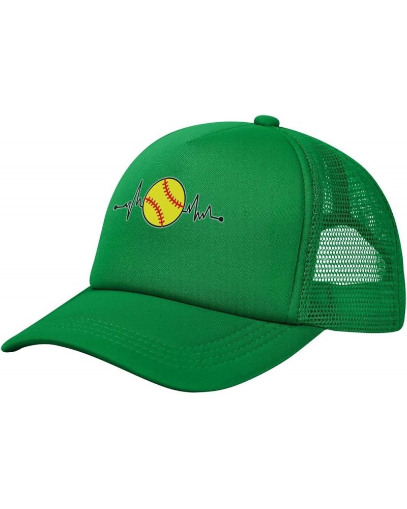 Heartbeat Softball Mesh Cap Trucker Hat for Men Women, Adjustable Baseball Cap Green $9.53 Baseball Caps