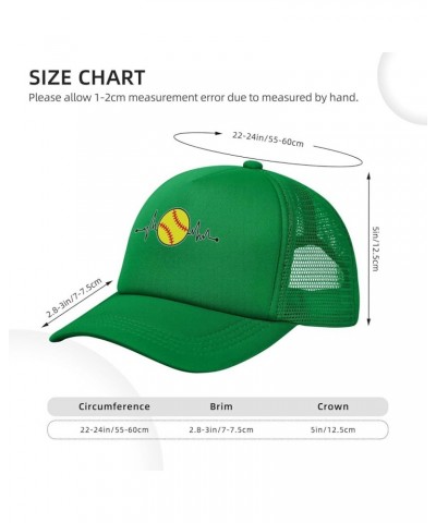 Heartbeat Softball Mesh Cap Trucker Hat for Men Women, Adjustable Baseball Cap Green $9.53 Baseball Caps