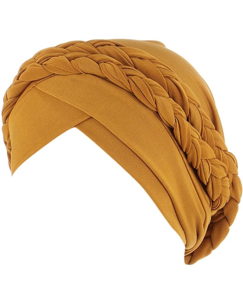 Women Solid Muslim Hat Stretch Retro Turban Hat Head Wrap Cap Fleece Lined for Women Men Yellow-c $7.91 Skullies & Beanies