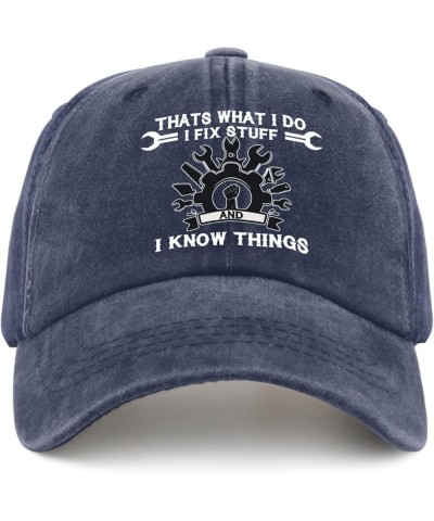 I Fix Stuff and I Know Things Trucker Hat Cute Hat Womens Sun Hat Gifts for Dad Beach Hats Navy Blue $10.12 Bucket Hats