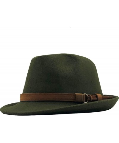 Woolen Women Men Fedora Hat for Elegant Lady Felt Hat Felt Church Jazz Hat Adjustable 55-58cm Army Gn $15.06 Fedoras