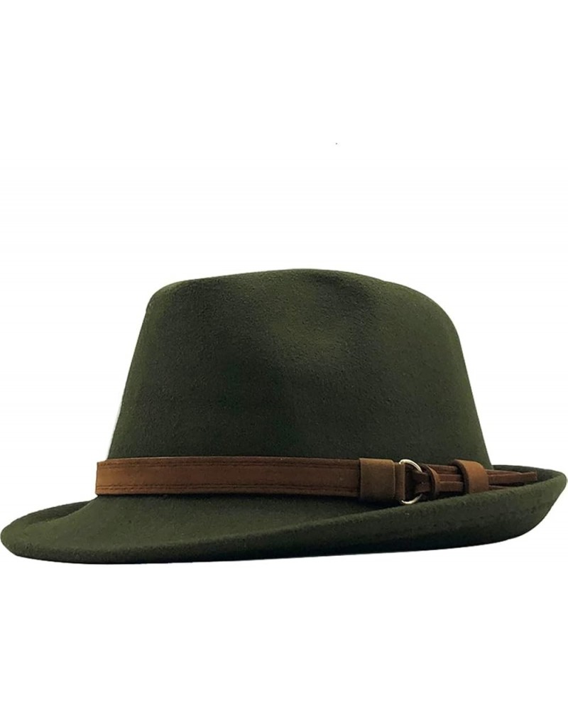 Woolen Women Men Fedora Hat for Elegant Lady Felt Hat Felt Church Jazz Hat Adjustable 55-58cm Army Gn $15.06 Fedoras