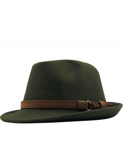 Woolen Women Men Fedora Hat for Elegant Lady Felt Hat Felt Church Jazz Hat Adjustable 55-58cm Army Gn $15.06 Fedoras