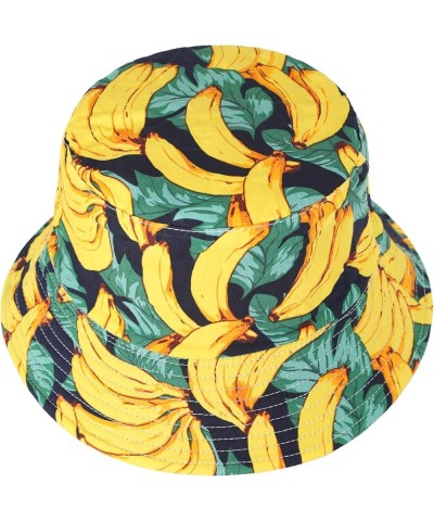 Unisex Cute Print Bucket Hat Summer Travel Fisherman Cap for Women Men Teens Banana Yellow $10.79 Bucket Hats