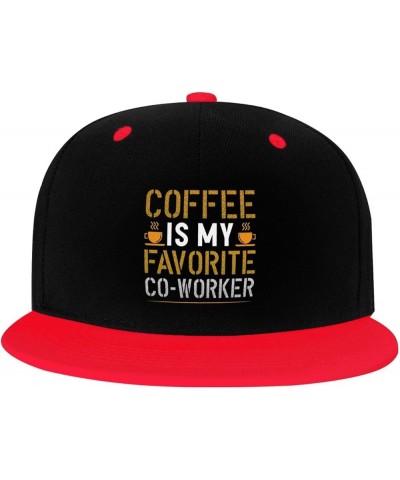 Coffee is My Favorite Co Worker Snapback Hat for Men Women Baseball Cap Trucker Flat Bill Hats Dad Caps Red $10.42 Baseball Caps