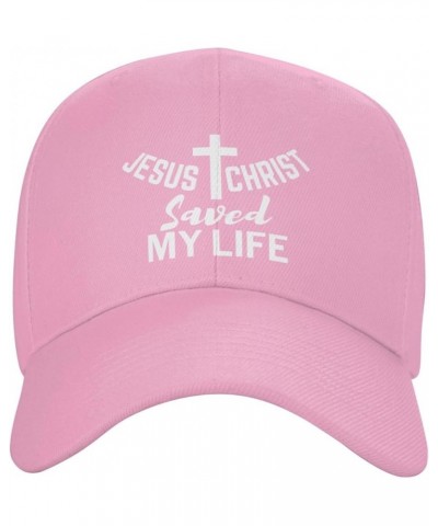 Jesus Christ Saved My Life Hat Christ Cross Christian 2024 Love Hat Men Women Baseball Cap Trucker Hat Pink $9.23 Baseball Caps