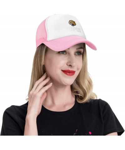 IUPUI Jaguars Trucker Hats for Both Men and Women - Mesh Baseball Snapback Hats Pink $10.28 Baseball Caps