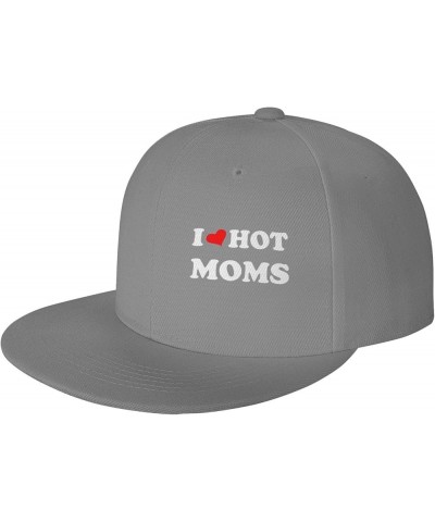 I Love Hot Moms Baseball Cap Men Trucker Hat Women Dad Hat Sun Hat Adjustable Ponytail Hat Black Gray $11.21 Baseball Caps