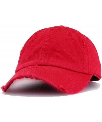 Best Dad Dad Vintage Baseball Cap Embroidered Cotton Adjustable Distressed Dad Hat Red $11.75 Baseball Caps