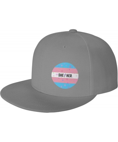 LGBT She Her Pronouns Trans Pride Unisex Baseball Cap Retro Dad Hat Adjustable Gray $10.23 Baseball Caps