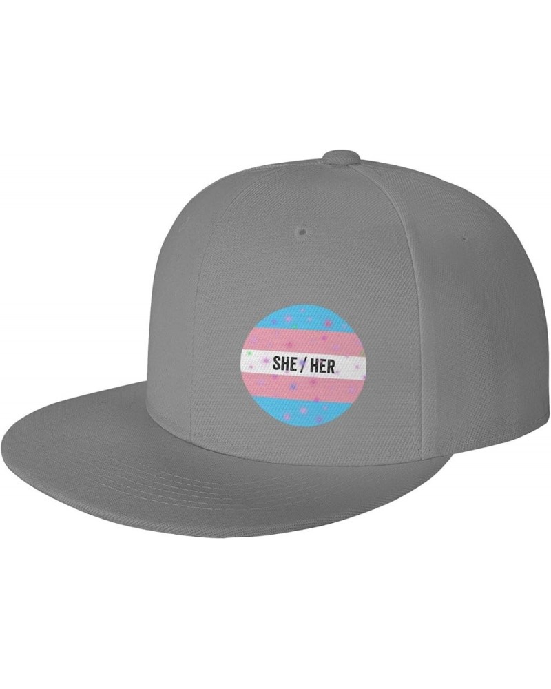 LGBT She Her Pronouns Trans Pride Unisex Baseball Cap Retro Dad Hat Adjustable Gray $10.23 Baseball Caps