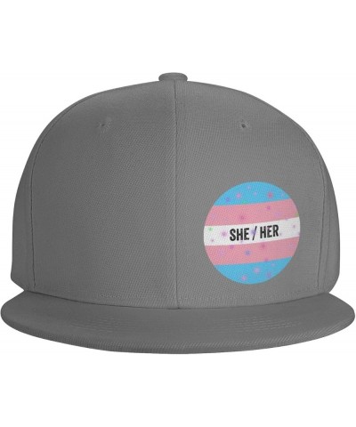 LGBT She Her Pronouns Trans Pride Unisex Baseball Cap Retro Dad Hat Adjustable Gray $10.23 Baseball Caps