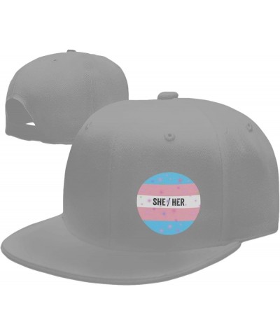 LGBT She Her Pronouns Trans Pride Unisex Baseball Cap Retro Dad Hat Adjustable Gray $10.23 Baseball Caps