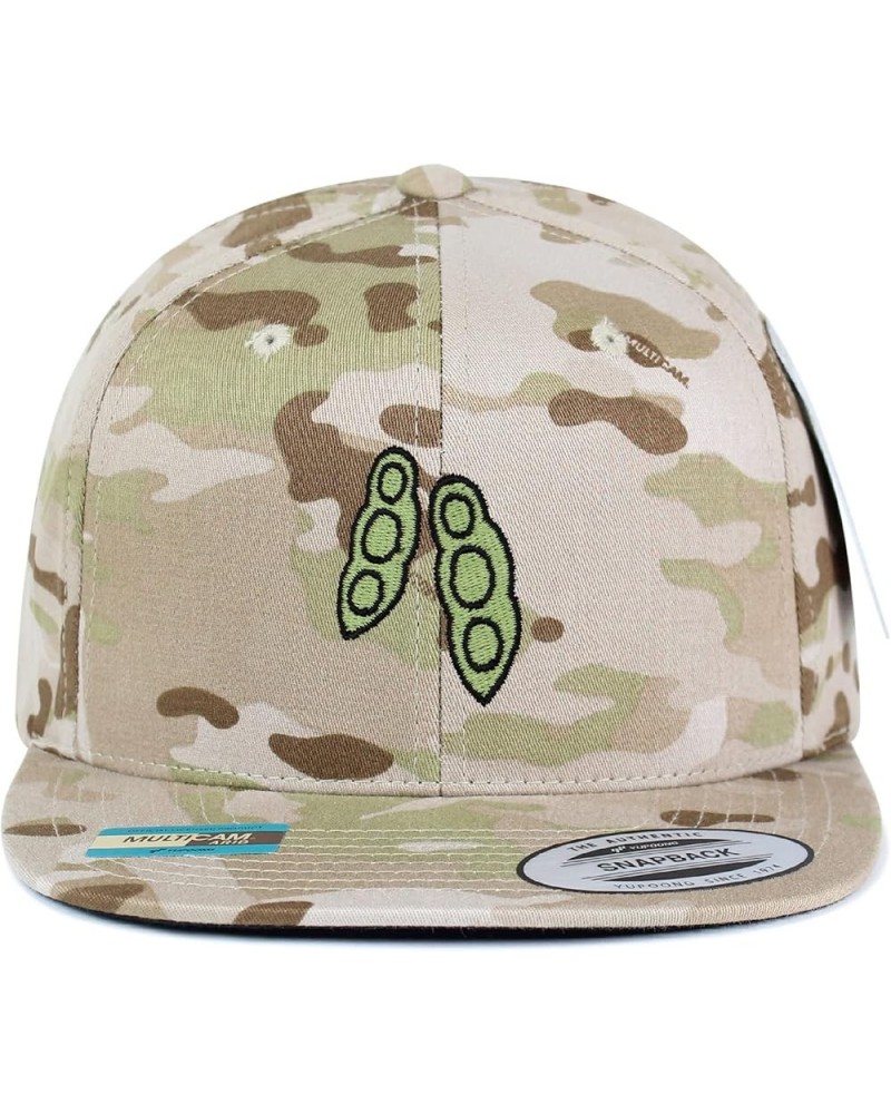 Pea Pod Embroidered Yupoong Flat Bill 6 Panel Snapback Hat Fruit Desert Camo $14.09 Baseball Caps