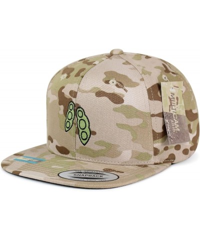 Pea Pod Embroidered Yupoong Flat Bill 6 Panel Snapback Hat Fruit Desert Camo $14.09 Baseball Caps