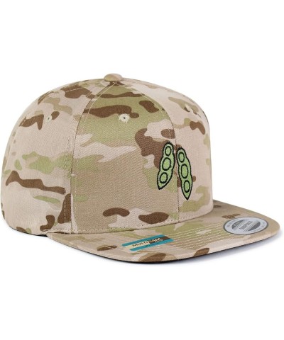 Pea Pod Embroidered Yupoong Flat Bill 6 Panel Snapback Hat Fruit Desert Camo $14.09 Baseball Caps