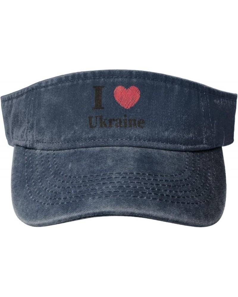 I Love Ukraine Sun Hat Sun Visor Hats for Women Men Baseball Cap Golf Hats Navy Blue $12.78 Visors