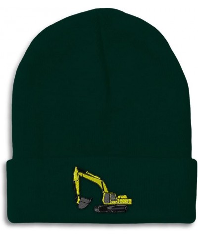 Custom Beanies for Men Dirt Excavator Embroidery Trucks Winter Hats for Women Acrylic Skull Cap 1 Size Forest Green Design On...