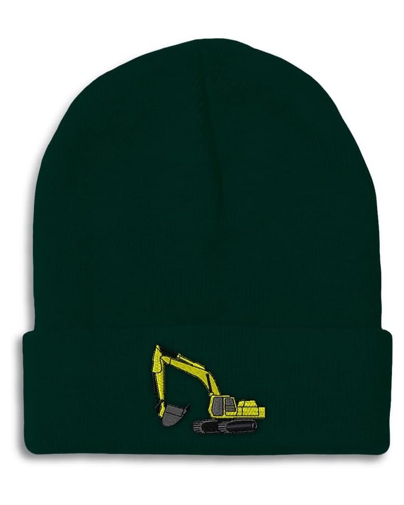 Custom Beanies for Men Dirt Excavator Embroidery Trucks Winter Hats for Women Acrylic Skull Cap 1 Size Forest Green Design On...